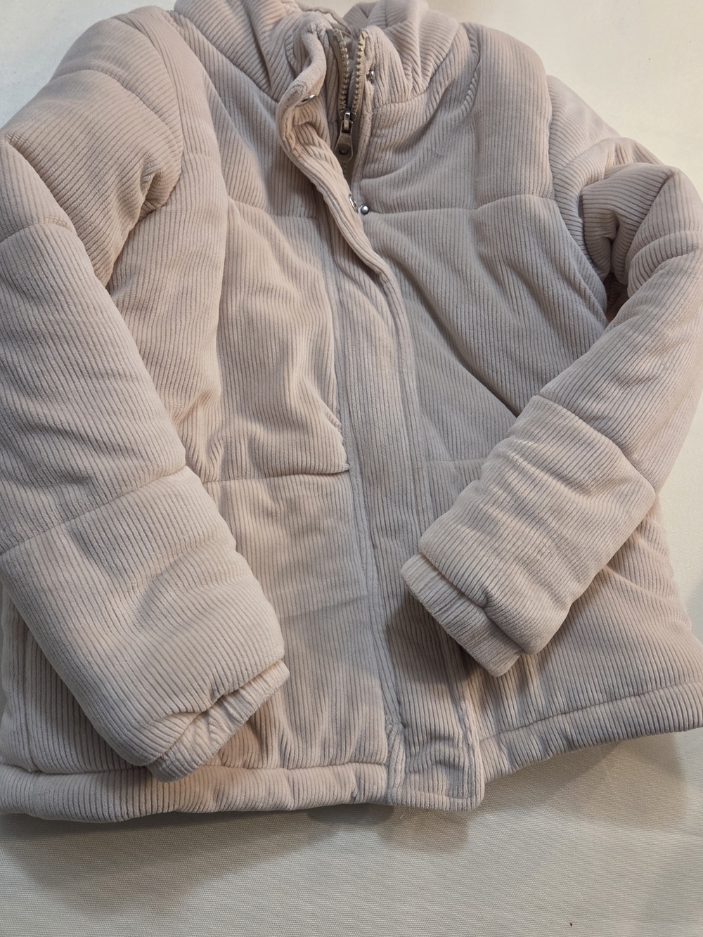 Cozy Kids Corduroy Puffer Jacket in Light Blush